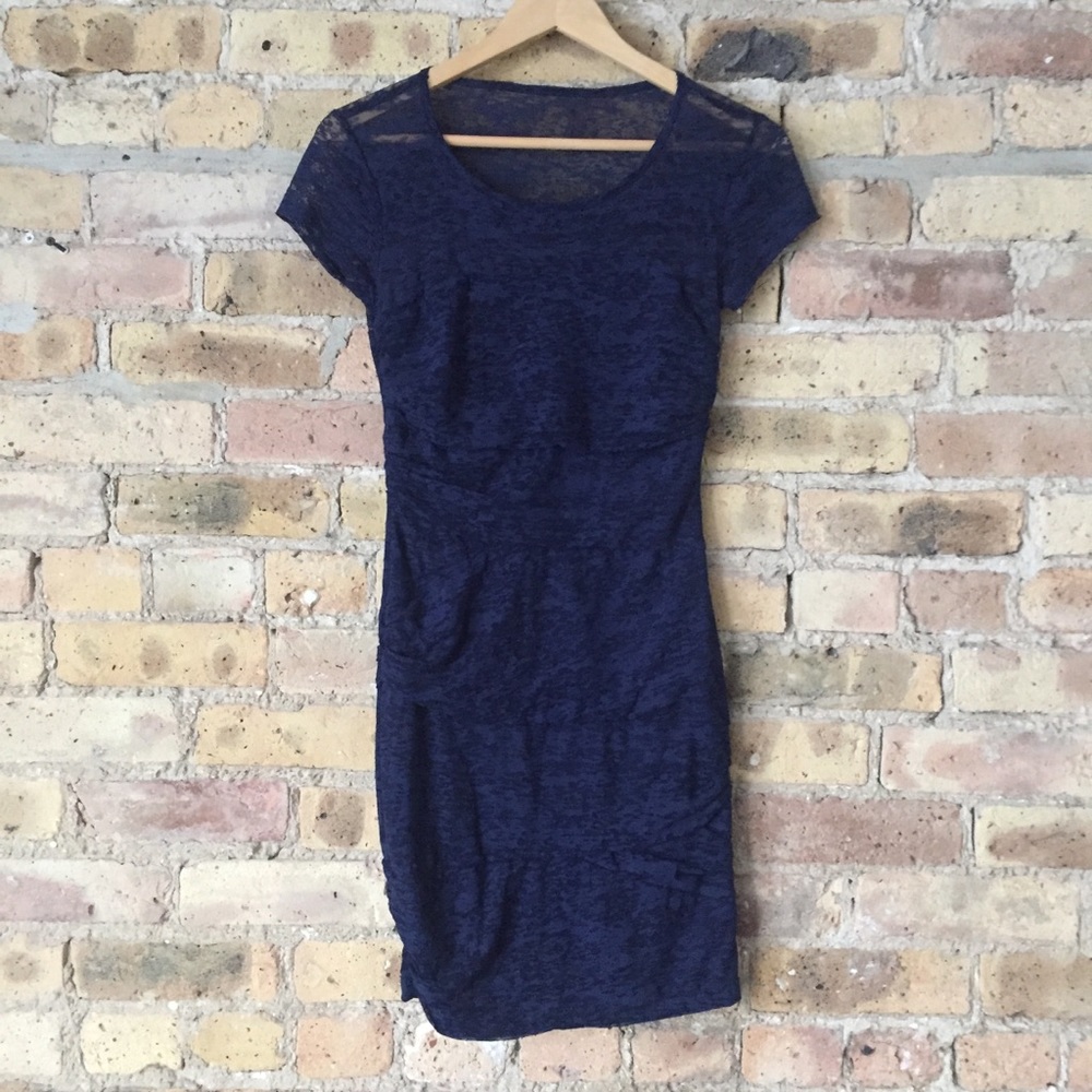 Blue Dress with Sheer Top